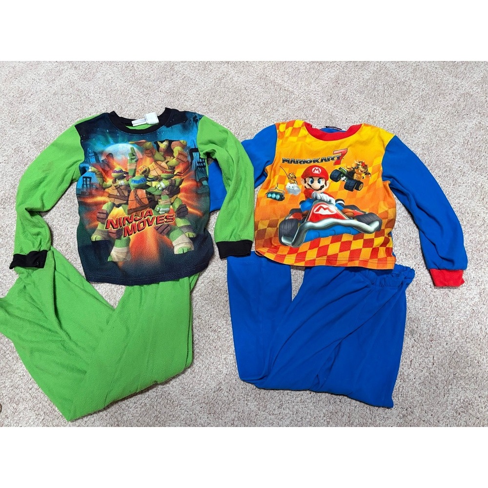 Boys Mario and tmnt pajama sets  size 8 and 10/12